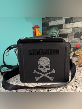 Steve Madden Black Crossbody Bag with Crystal Skull